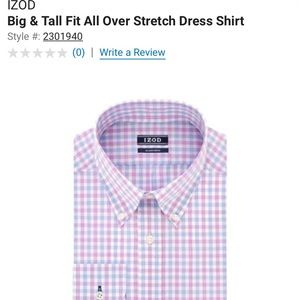 Men’s 2X IZOD plaid, long sleeve dress shirt